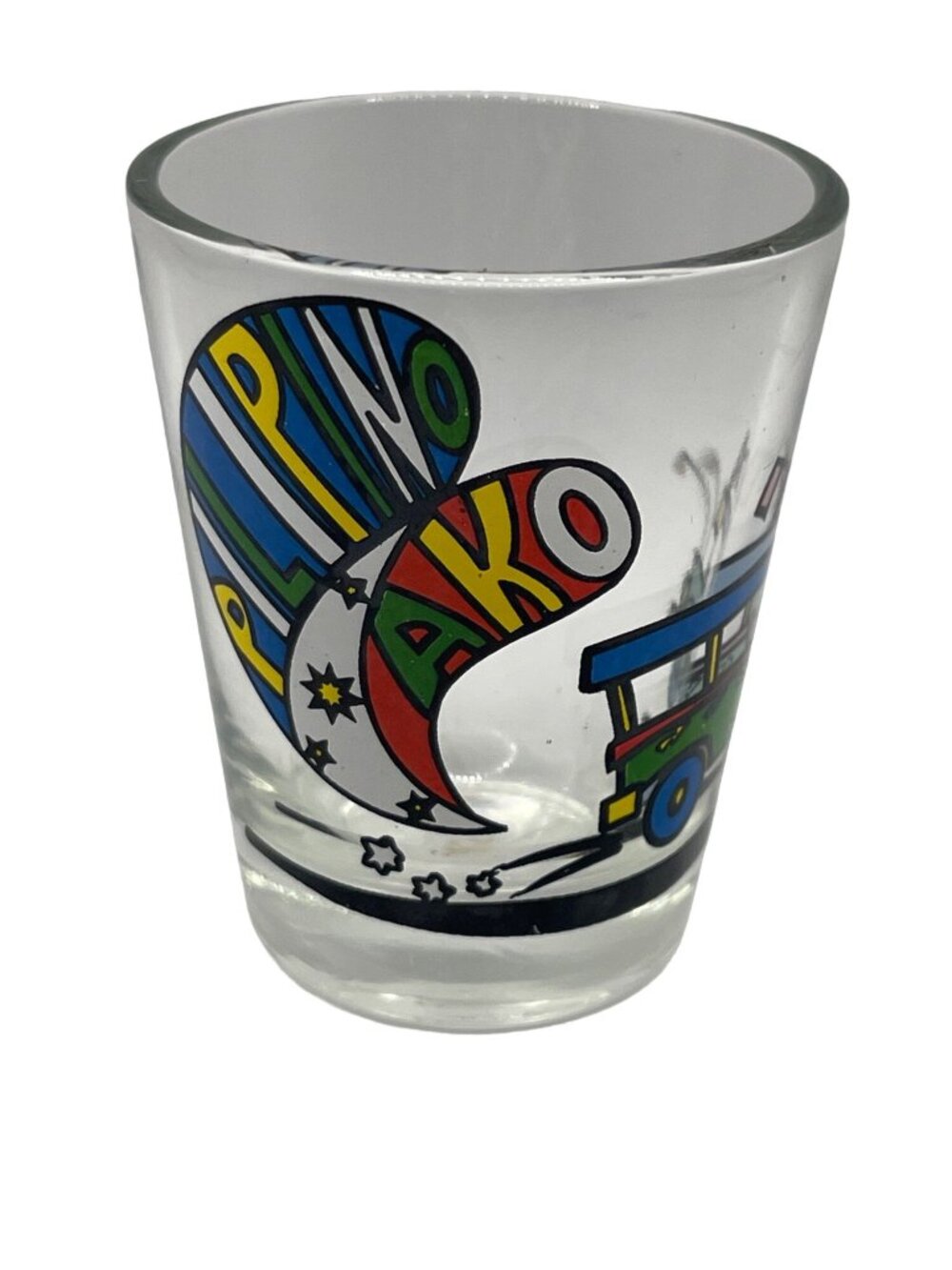 Pilipino Ako Souvenir Shot Glass 1.5 ounce Bright Colored Bus Truck